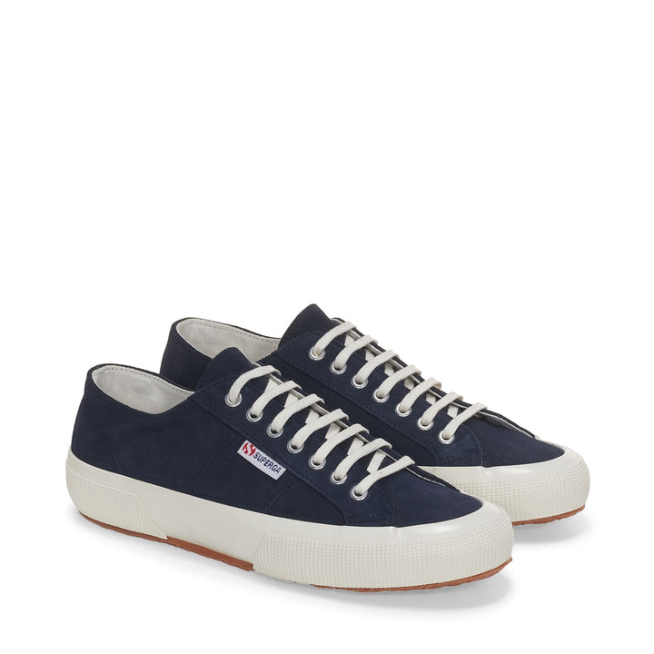 Le Superga Unisex 2750 OG SUEDE Low Cut BLUE NAVY-FAVORIO Dressed Front (jpg Rgb)	