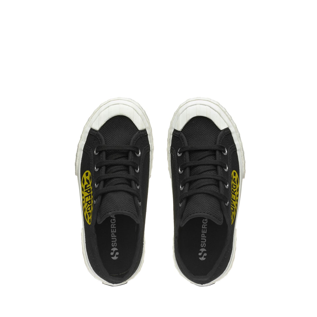 Sneakers Boy 2630 KIDS STRIPE MACRO LOGO Low Cut BLACK Dressed Back (jpg Rgb)		