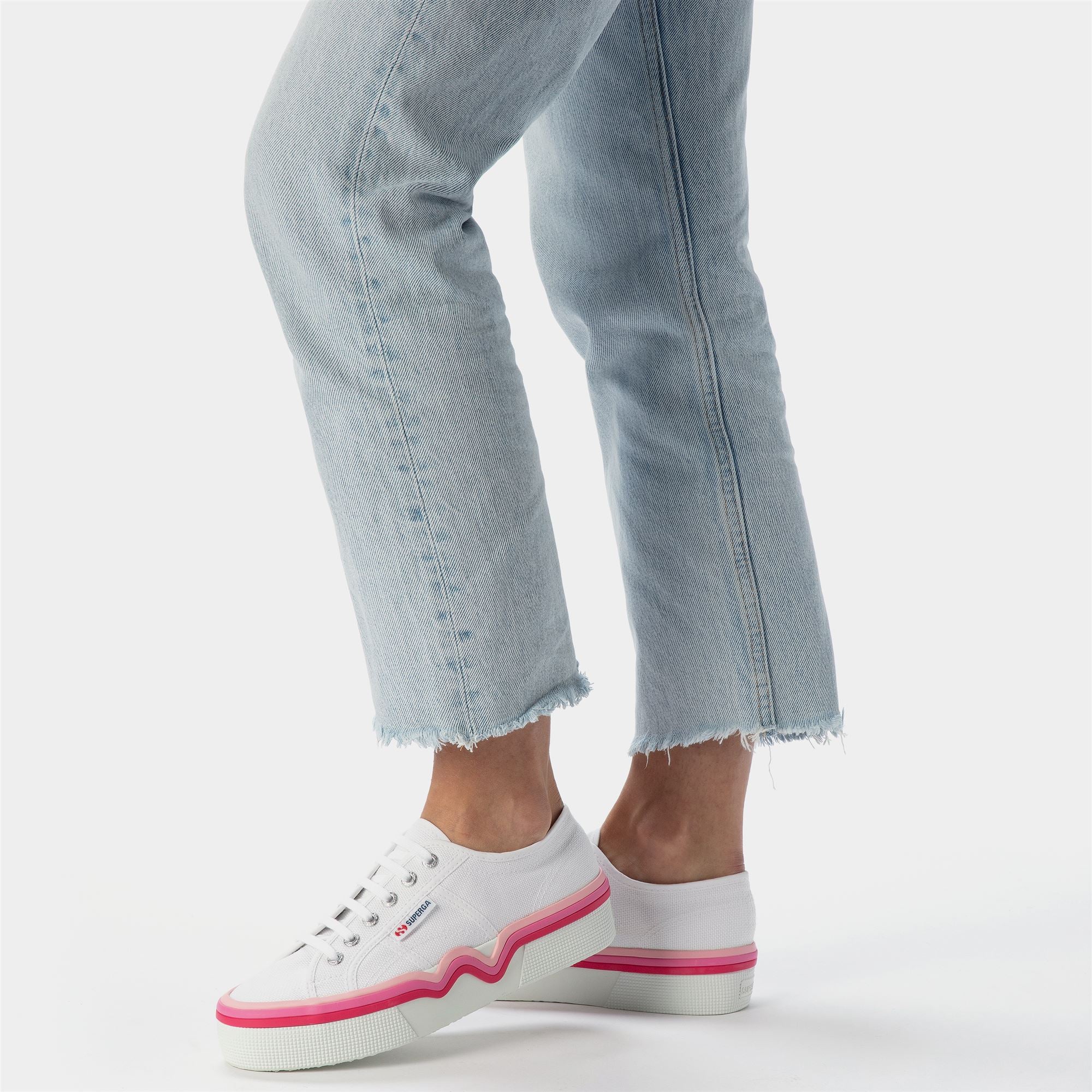 Grey trainers with pink stripes sale
