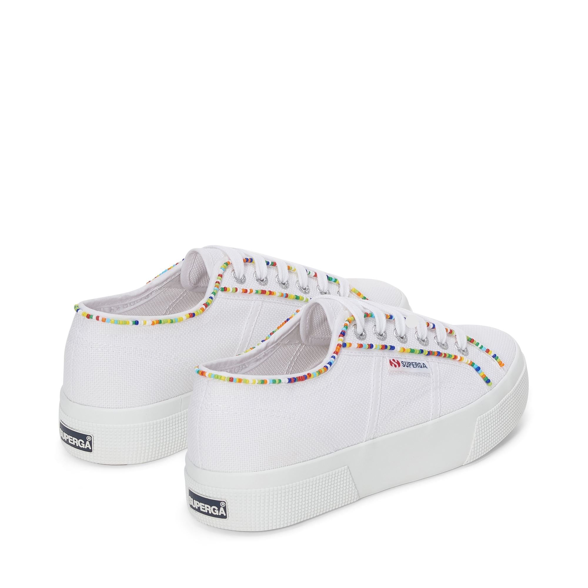 2740 MULTICOLOR BEADS - Lady Shoes - Wedge - Woman - WHITE-MULTICOLOR BEADS
