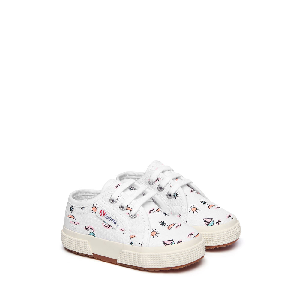 Le Superga Boy 2750 BABY SEA PRINT Low Cut WHITE SEA PRINT Dressed Front (jpg Rgb)	