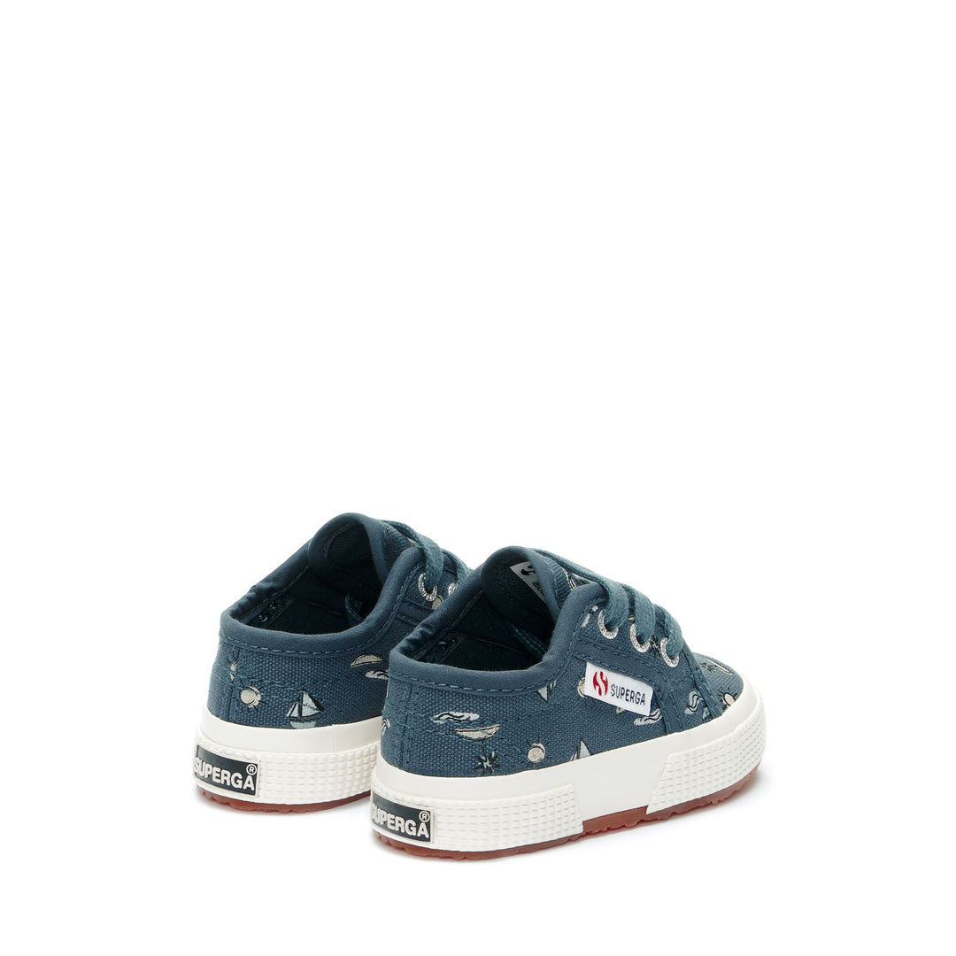 Le Superga Boy 2750 BABY SEA PRINT Low Cut BLUE DUSTY SEA PRINT Dressed Side (jpg Rgb)		