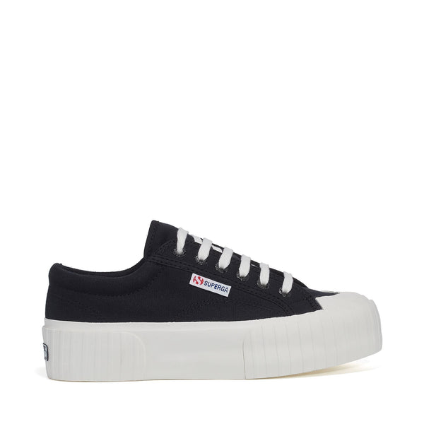 Sneakers Donna 2631 STRIPE PLATFORM Basso BLACK WHITE AVORIO