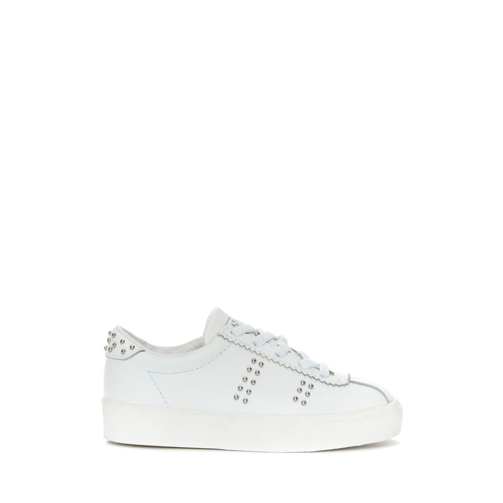 Sneakers Girl 2843 KIDS CLUB S LEATHER STUDS Low Cut WHITE-SILVER Photo (jpg Rgb)			