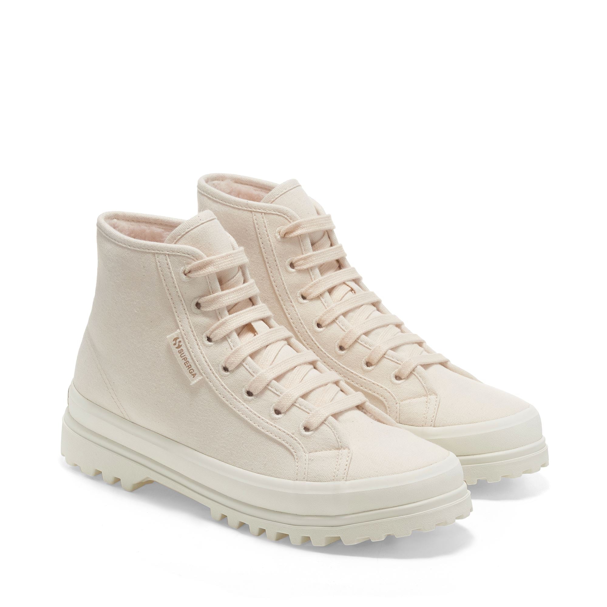 2341 ALPINA ORGANIC CANVAS ECO FUR Ankle Boots Laced Unisex BEIGE RAW