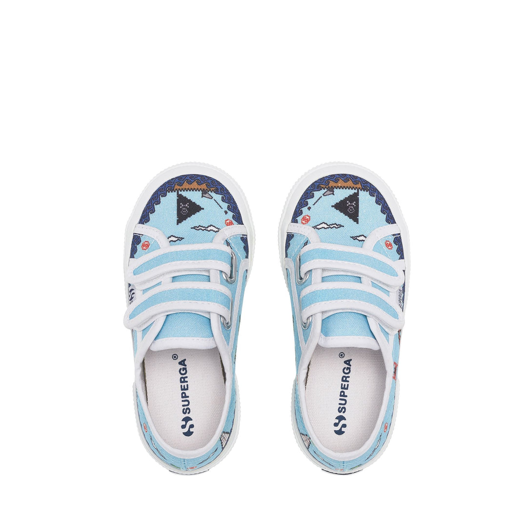 Le Superga Boy 2750 KIDS STRAPS GAME Sneaker BLUE GAME Dressed Back (jpg Rgb)		