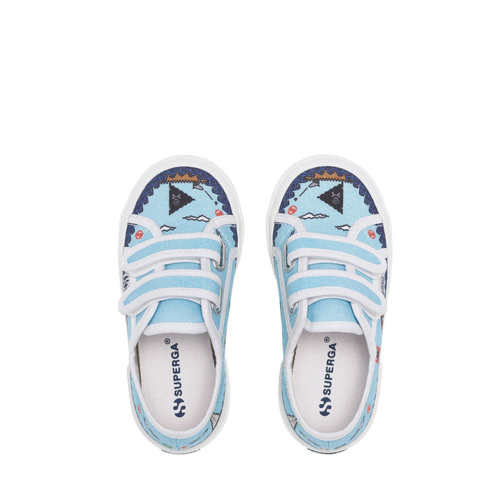 Le Superga Boy 2750 KIDS STRAPS GAME Sneaker BLUE GAME Dressed Back (jpg Rgb)		