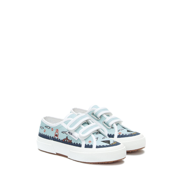 Le Superga Boy 2750 KIDS STRAPS GAME Sneaker BLUE GAME Dressed Front (jpg Rgb)	