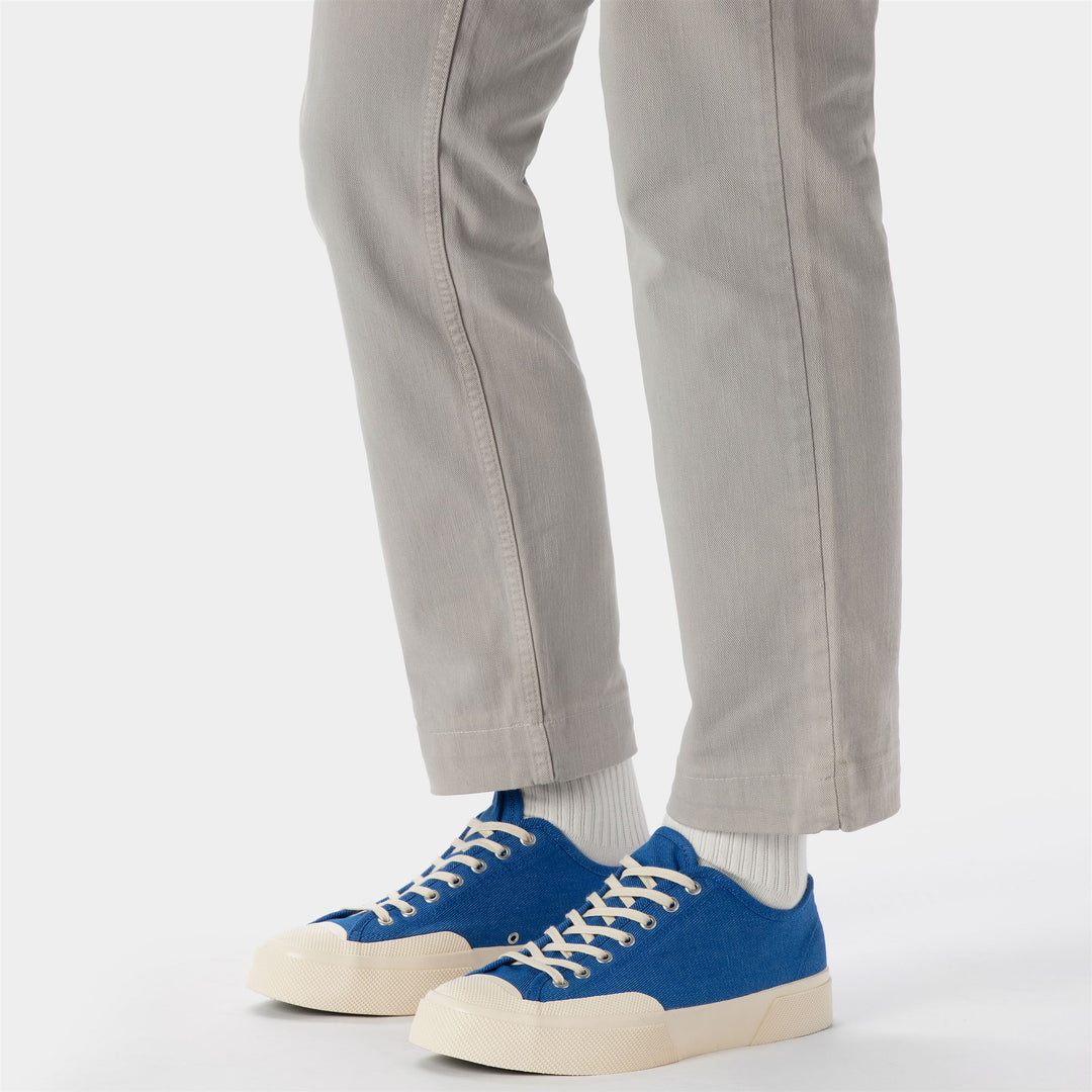 Le Superga Unisex 2432 WORKS LOW CUT DENIM YARN DYED Low Cut BLUE-OFF WHITE Dressed Front Double		