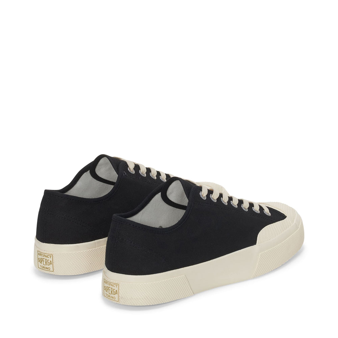 Sneakers Unisex 2432 WORKS LOW CUT COTTON CANVAS Low Cut BLACK-OFF WHITE Dressed Side (jpg Rgb)		