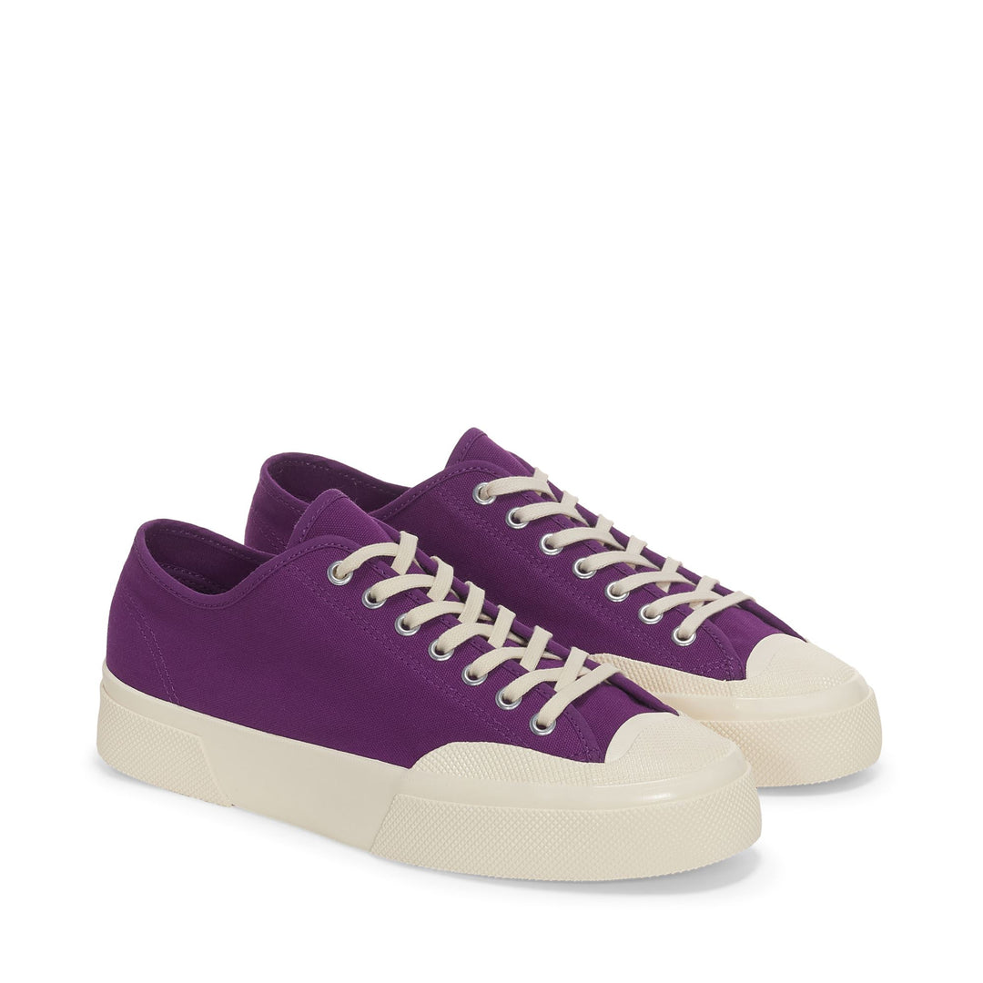 Sneakers Unisex 2432 WORKS LOW CUT COTTON CANVAS Low Cut PURPLE-OFF WHITE Dressed Front (jpg Rgb)	