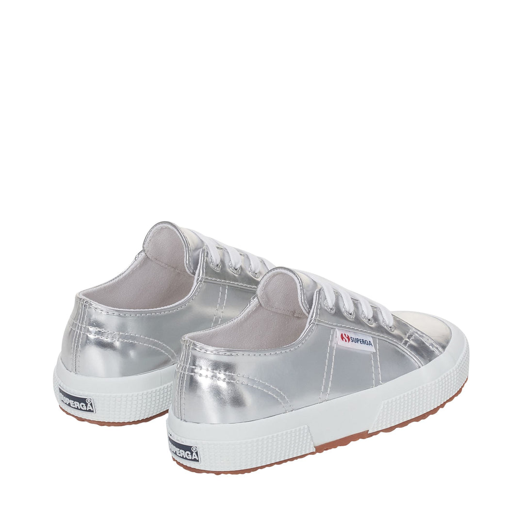 Le Superga Girl 2750 KIDS MIRROR SYNTHETIC MATERIAL Low Cut SILVER Dressed Side (jpg Rgb)		