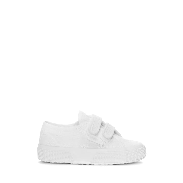 Le Superga Girl 2750 KIDS STRAPS FLOWER SANGALLO Low Cut TOTAL WHITE Photo (jpg Rgb)			