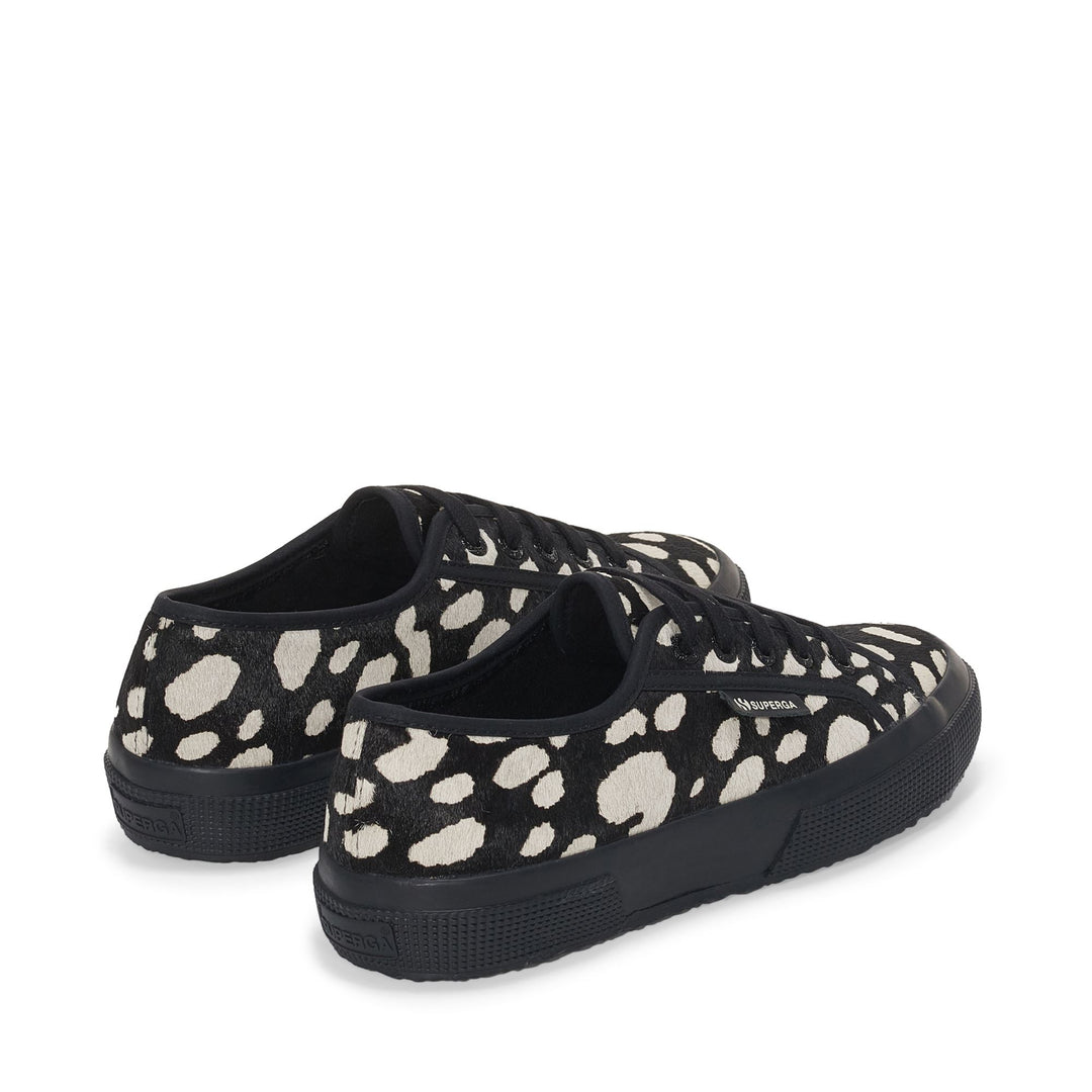 Le Superga Woman 2750 DK DALMATIAN CALF HAIR Low Cut BLACK-BEIGE Dressed Side (jpg Rgb)		