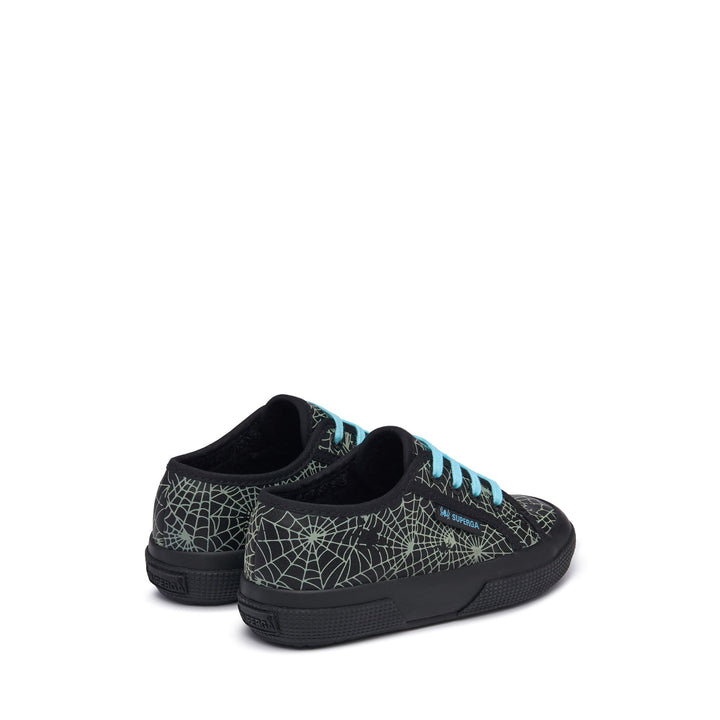 Le Superga Kid unisex 2750 KIDS VEGAN MATERIAL SPIDER WEB Low Cut BLACK Dressed Side (jpg Rgb)		