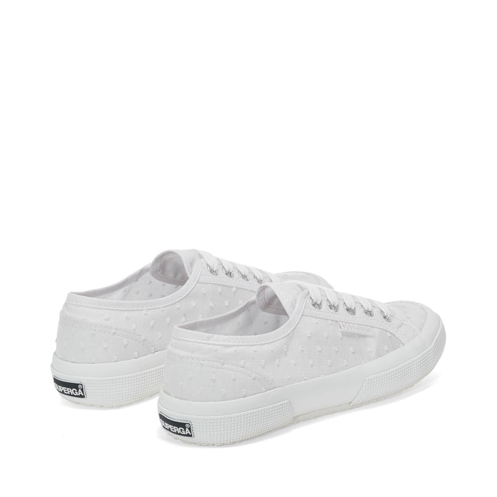 Le Superga Woman 2750 PLUMETIS Sneaker WHITE Dressed Side (jpg Rgb)		