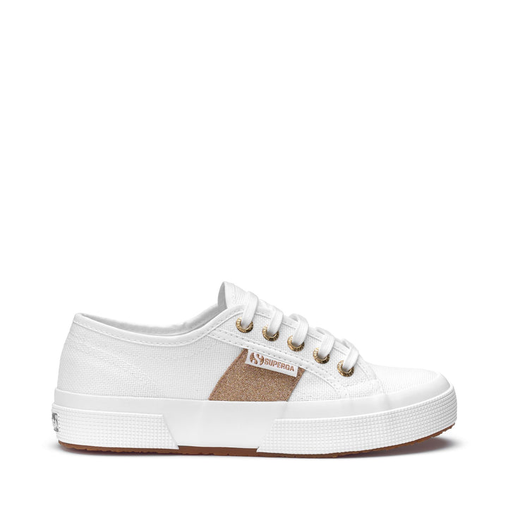 Le Superga Woman 2750 PATCHES GLITTER Sneaker WHITE-WARM GOLD Photo (jpg Rgb)			