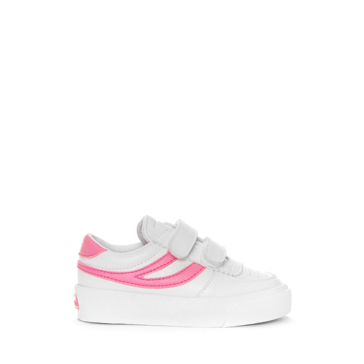 Sneakers Kid unisex 2846 KIDS SEATTLE STRAPS VEGAN MATERIAL Low Cut WHITE-NEON PINK Photo (jpg Rgb)			