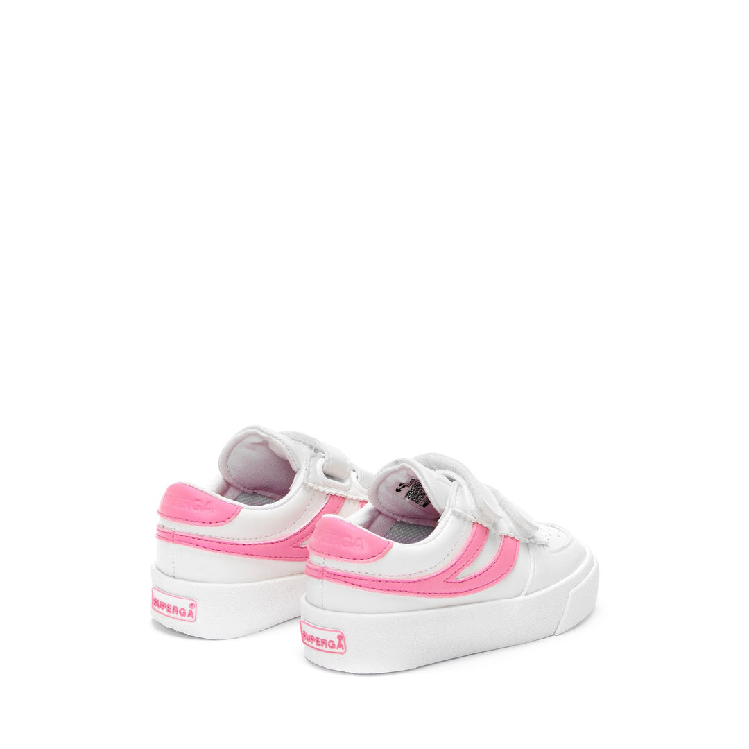 Sneakers Kid unisex 2846 KIDS SEATTLE STRAPS VEGAN MATERIAL Low Cut WHITE-NEON PINK Dressed Side (jpg Rgb)		