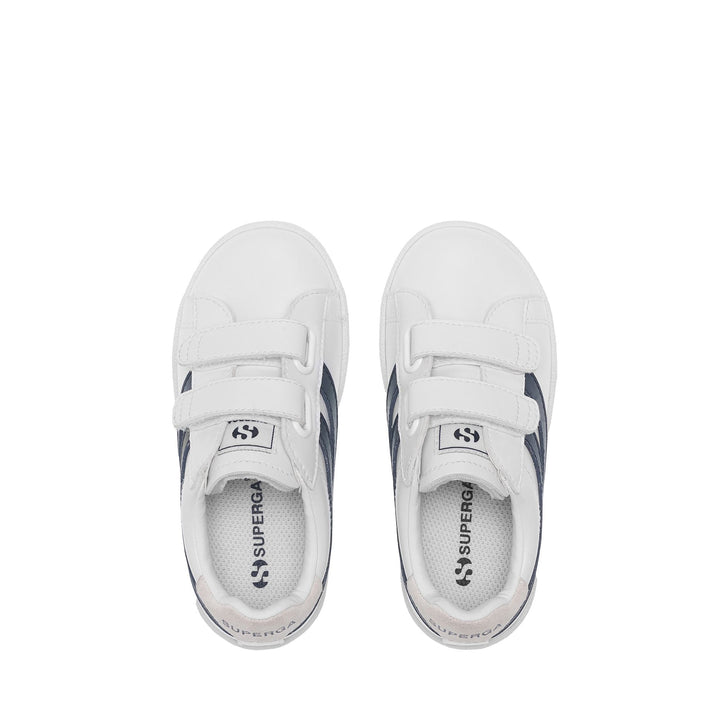 Sneakers Kid unisex 4832 KIDS STRAPS MATCH Low Cut WHITE-BLUE NAVY Dressed Back (jpg Rgb)		