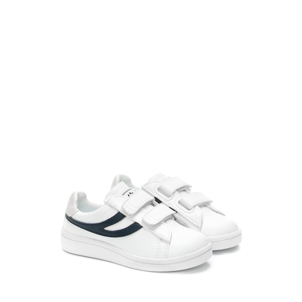 Sneakers Kid unisex 4832 KIDS STRAPS MATCH Low Cut WHITE-BLUE NAVY Dressed Front (jpg Rgb)	
