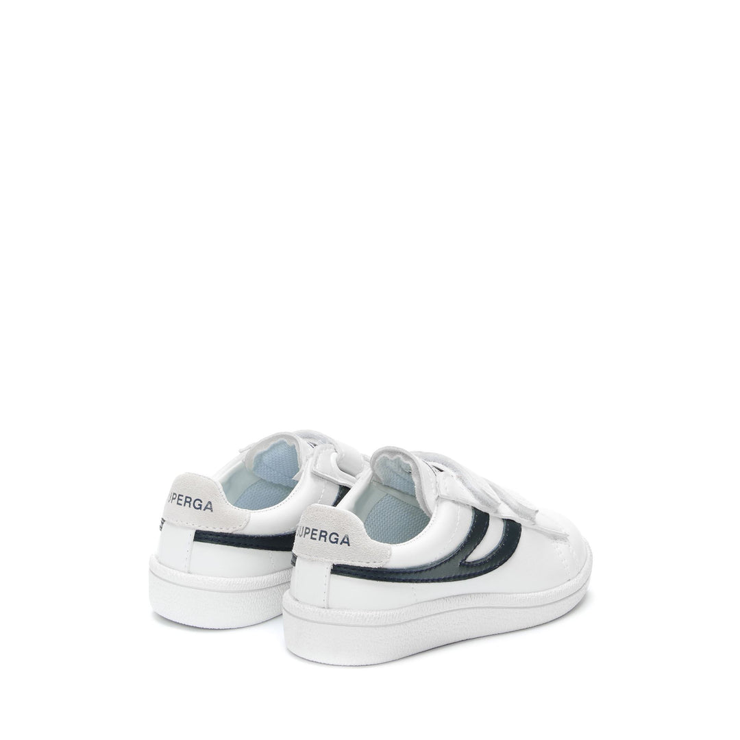 Sneakers Kid unisex 4832 KIDS STRAPS MATCH Low Cut WHITE-BLUE NAVY Dressed Side (jpg Rgb)		