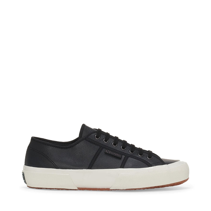 Le Superga Unisex 2750 OG LEATHER Low Cut BLACK-F AVORIO-BLACK Photo (jpg Rgb)			