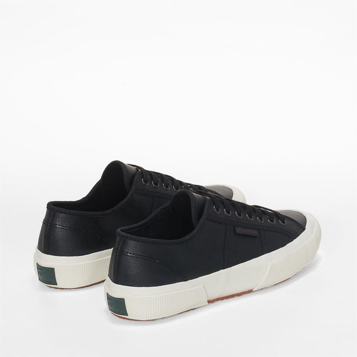 Le Superga Unisex 2750 OG LEATHER Low Cut BLACK-F AVORIO-BLACK Dressed Side (jpg Rgb)		