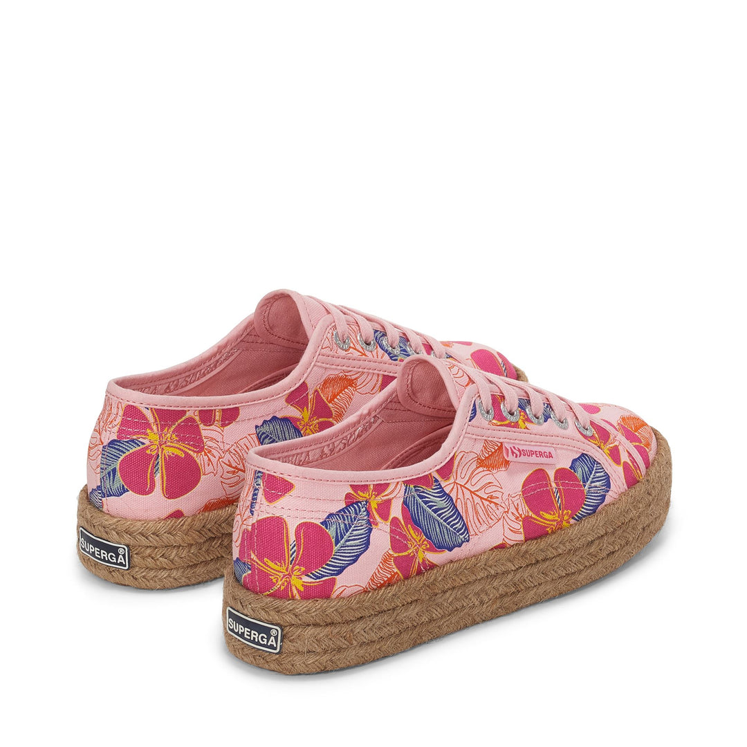 Lady Shoes Woman 2730 ROPE HIBISCUS FLOWER PRINT Wedge PINK-FUCHSIA HIBISCUS Dressed Side (jpg Rgb)		