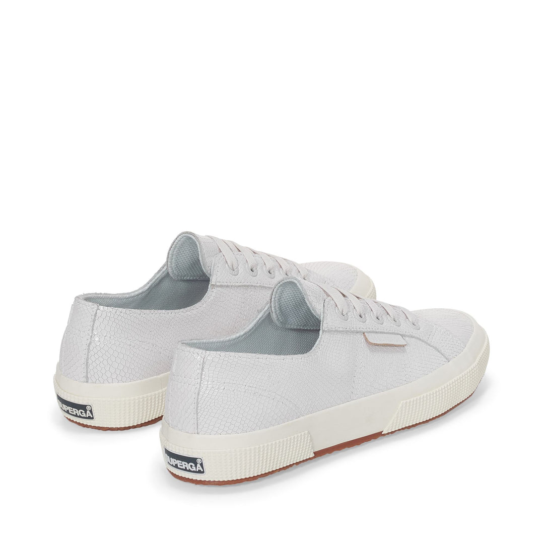 Le Superga Woman 2750 SNAKE LEATHER Low Cut OPTICAL WHITE Dressed Side (jpg Rgb)		