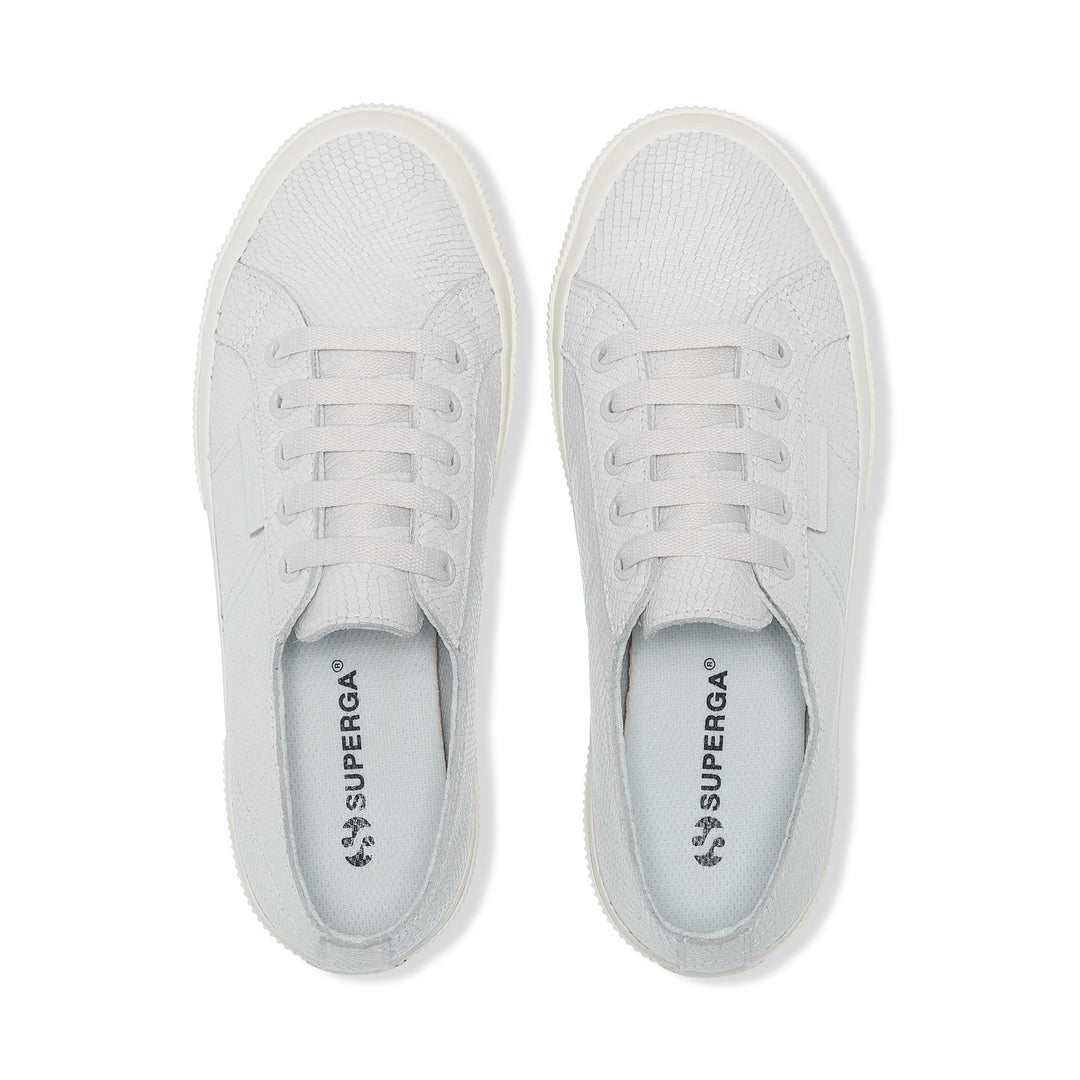 Le Superga Woman 2750 SNAKE LEATHER Low Cut OPTICAL WHITE Dressed Back (jpg Rgb)		