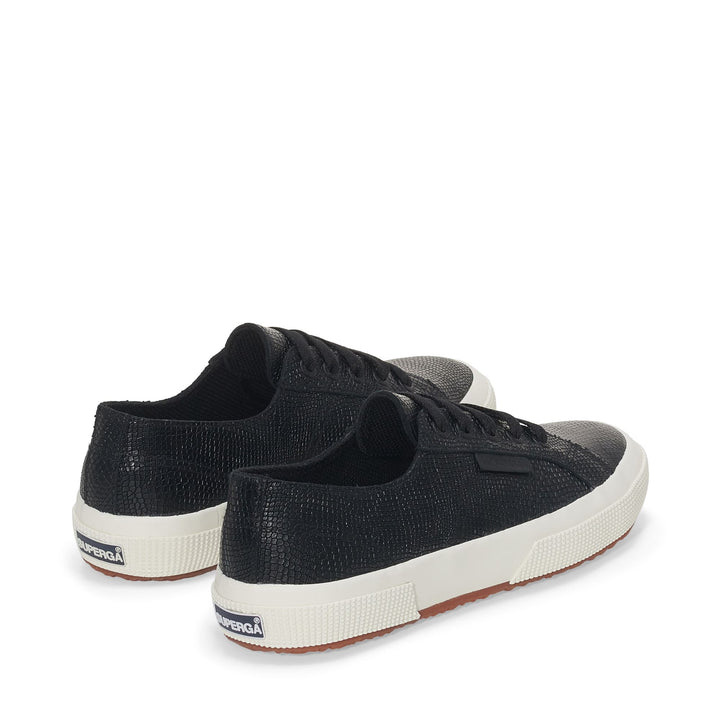 Le Superga Woman 2750 SNAKE LEATHER Low Cut BLACK-FAVORIO Dressed Side (jpg Rgb)		