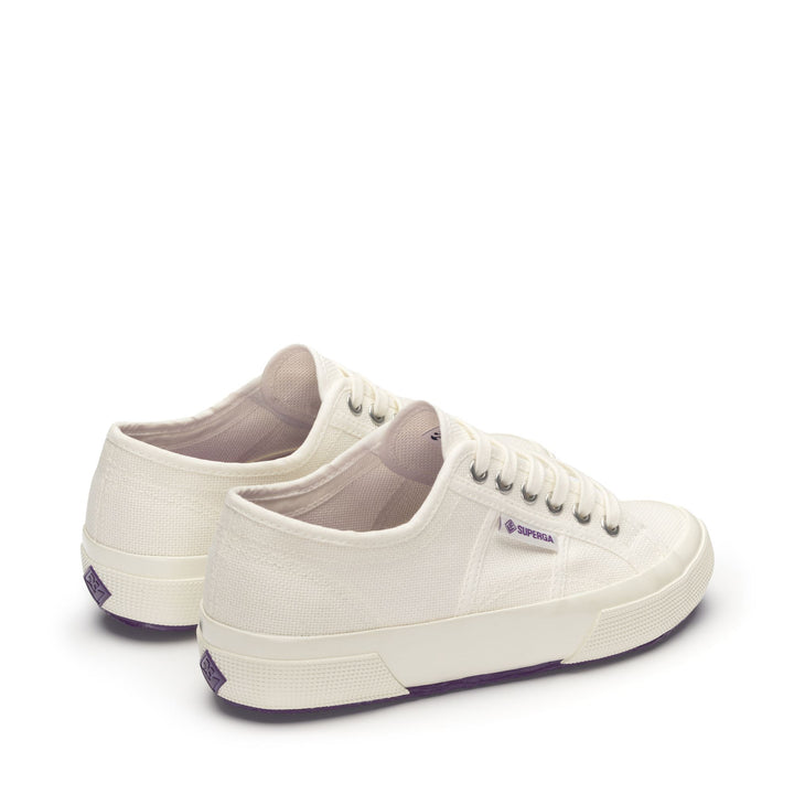 Le Superga Unisex 2750 OG FIORENTINA Low Cut WHITE AVORIO-PURPLE Dressed Side (jpg Rgb)		