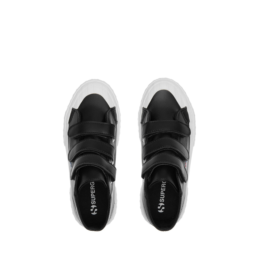 Sneakers Kid unisex 2696 KIDS STRIPE STRAPS SYNTHETIC MATERIAL Mid Cut BLACK Dressed Back (jpg Rgb)		