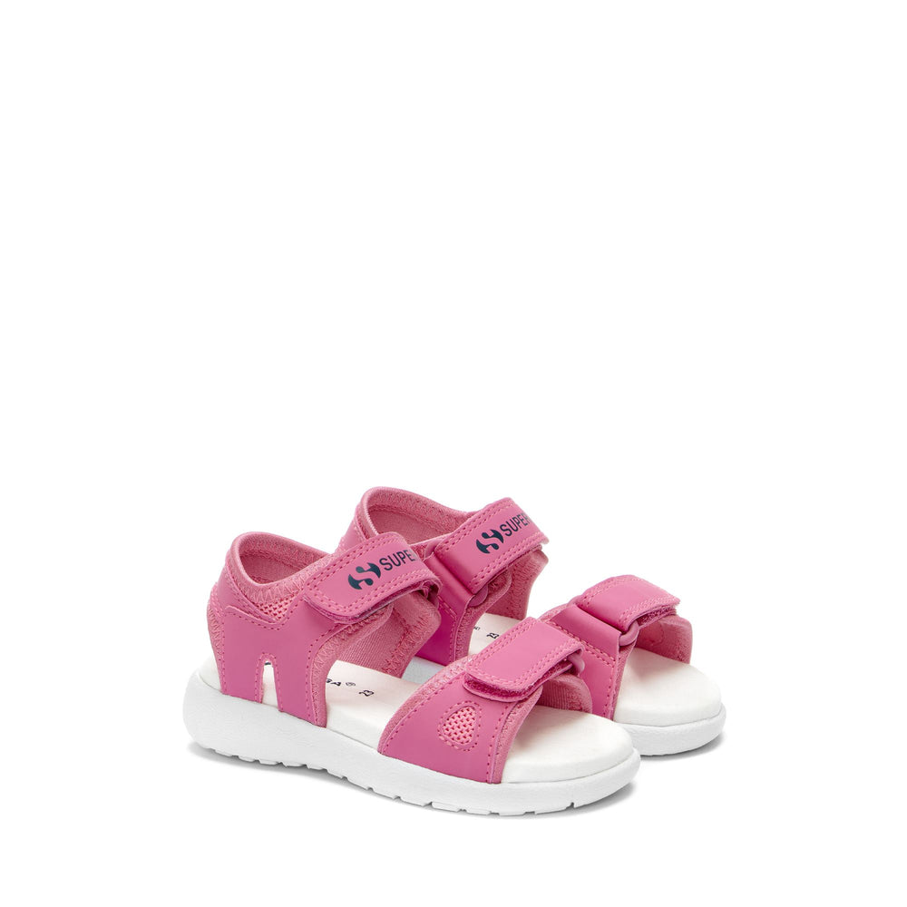 Sandals Kid unisex 3999 KIDS SYNTHETIC MATERIAL Sandal PINK FUCHSIA-WHITE Dressed Front (jpg Rgb)	