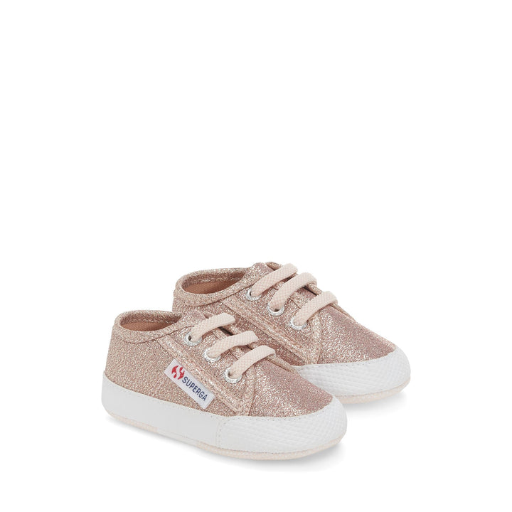 Sneakers Girl 4006 BABY LAME Low Cut ROSE PLATINUM Dressed Front (jpg Rgb)	