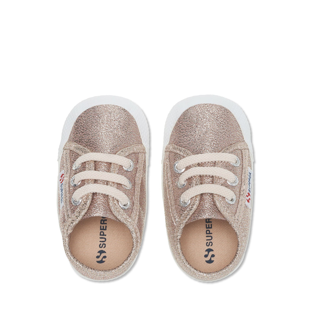 Sneakers Girl 4006 BABY LAME Low Cut ROSE PLATINUM Dressed Back (jpg Rgb)		