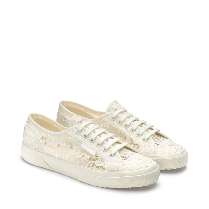 Le Superga Woman 2750 MACRAME Sneaker TOTAL WHITE AVORIO Dressed Front (jpg Rgb)	