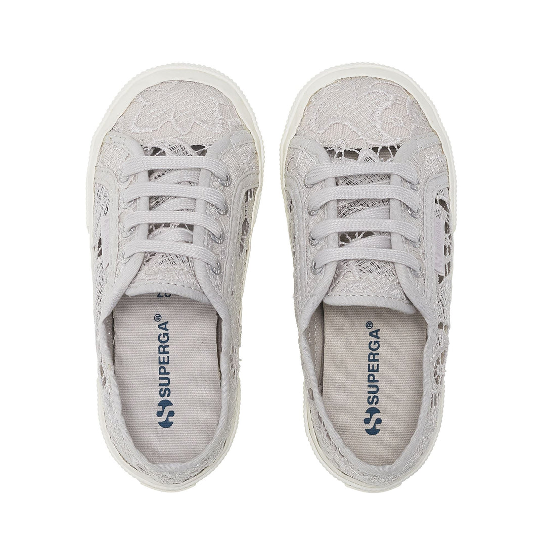 Le Superga Girl 2750 KIDS MACRAME Sneaker GREY SILVER-FAVORIO Dressed Back (jpg Rgb)		