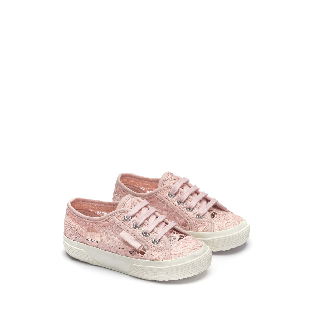 Le Superga Girl 2750 KIDS MACRAME Sneaker PINK ISH-FAVORIO Dressed Front (jpg Rgb)	