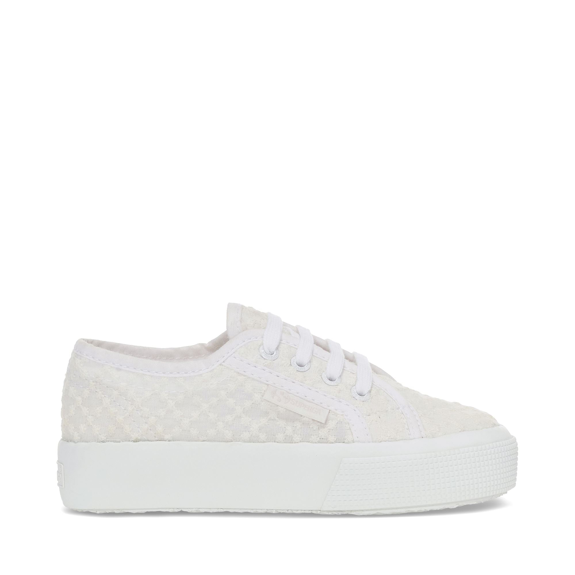 2730 KIDS MACRAME RHOMBUS Lady Shoes Wedge Girl TOTAL WHITE