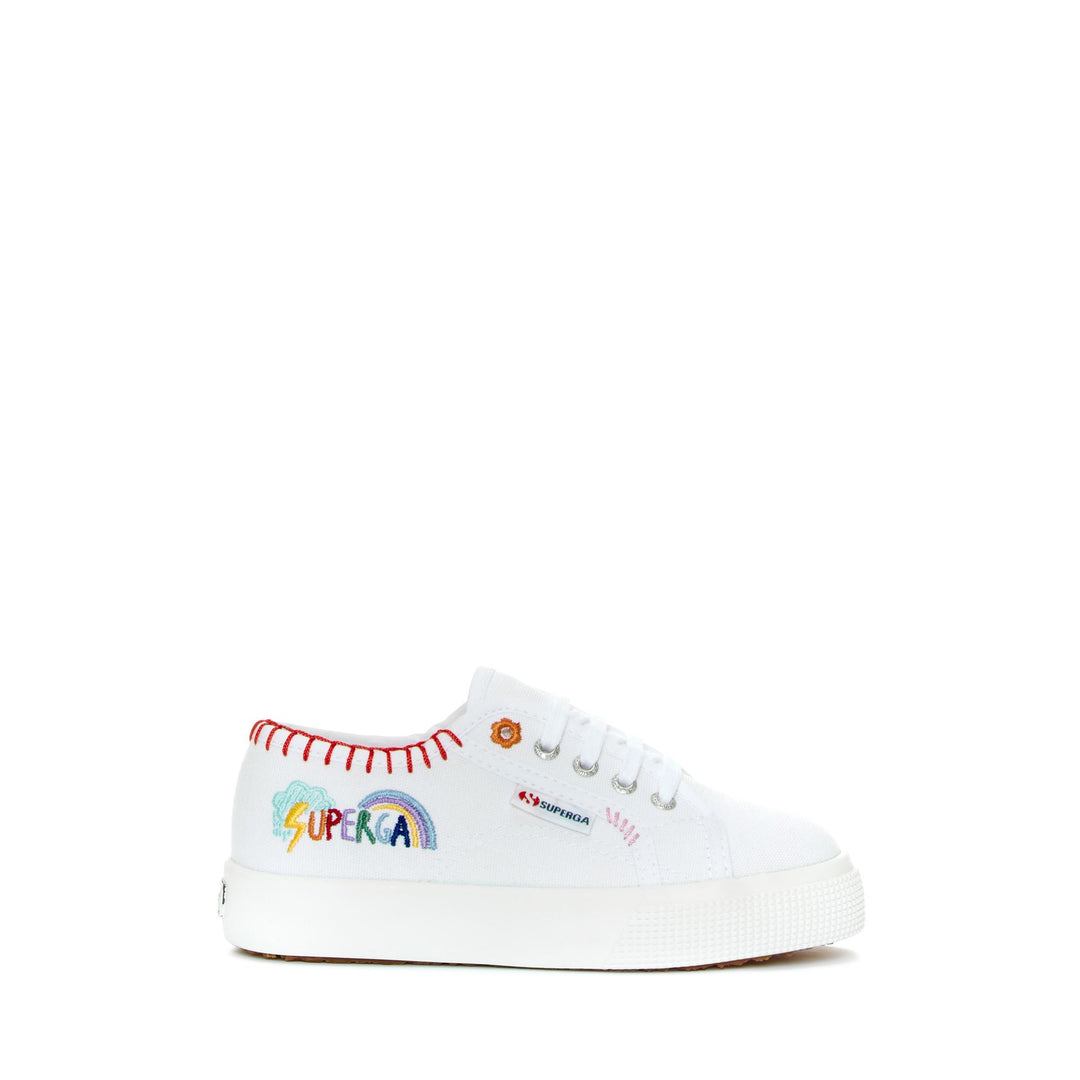 Lady Shoes Girl 2730 KIDS FUNNY LOGO Wedge WHITE-MULTICOLOR VARIABLE CLEAR Photo (jpg Rgb)			
