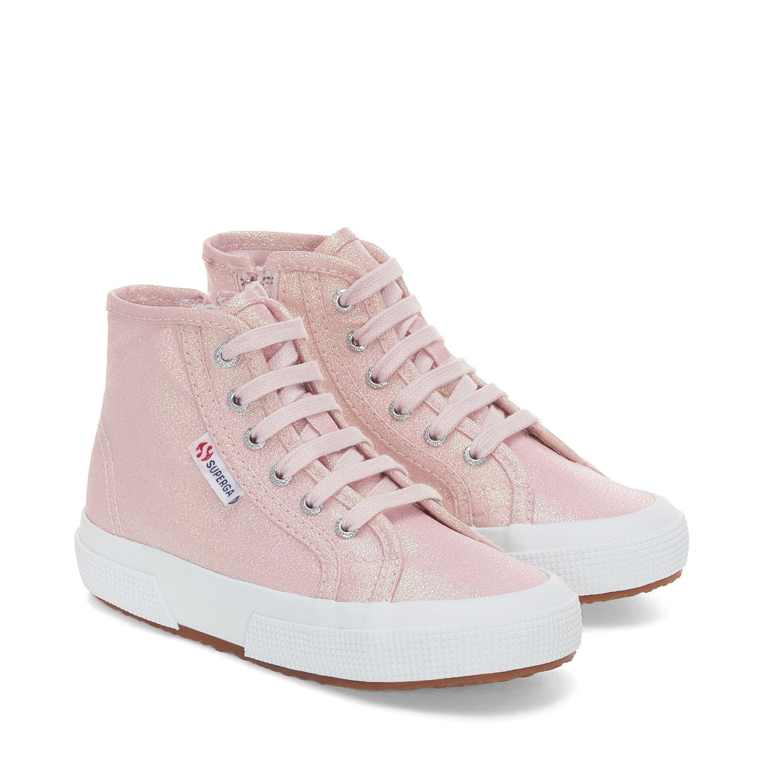 Le Superga Girl 2709 KIDS LAME Mid Cut PINK ISH IRIDESCENT Dressed Front (jpg Rgb)	