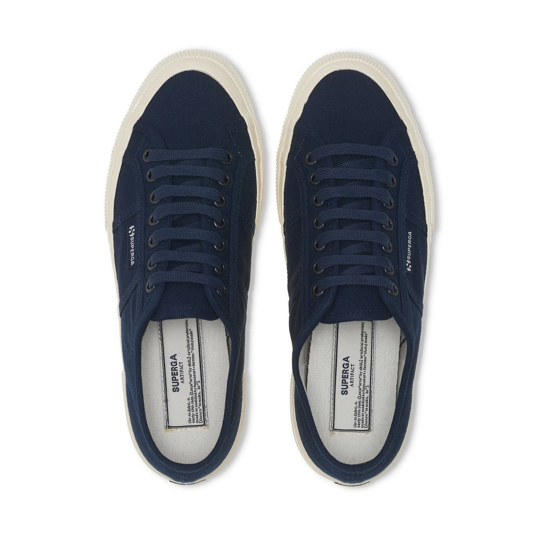 Le Superga Unisex 2750 OG HERRINGBONE Low Cut NAVY-OFF WHITE Dressed Back (jpg Rgb)		