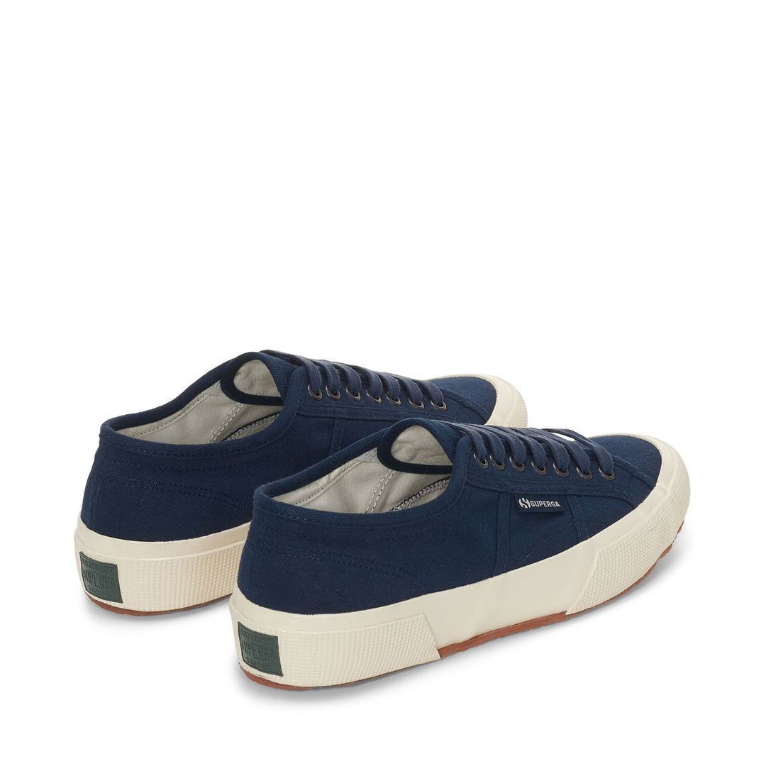 Le Superga Unisex 2750 OG HERRINGBONE Low Cut NAVY-OFF WHITE Dressed Side (jpg Rgb)		