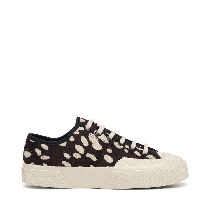 Le Superga Unisex 2432 DK DALMATIAN CALF HAIR Low Cut BLACK-BEIGE Photo (jpg Rgb)			