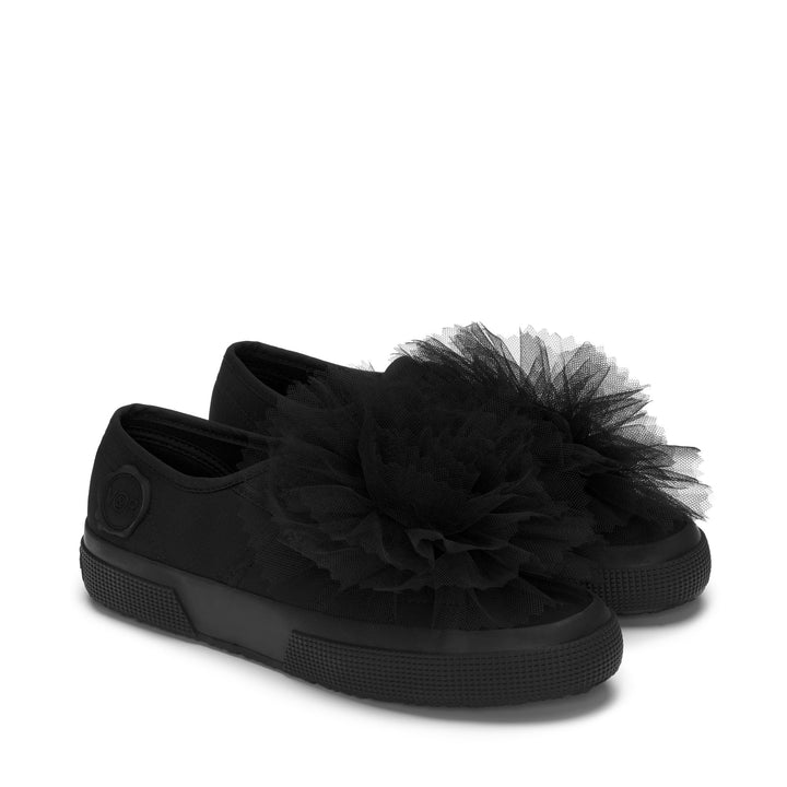 Le Superga Woman 2750 COCKADE Sneaker TOTAL BLACK Dressed Front (jpg Rgb)	