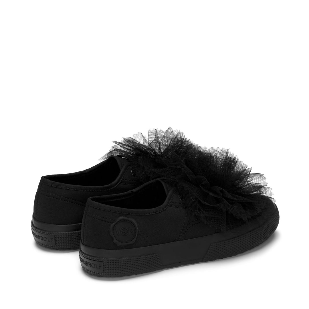 Le Superga Woman 2750 COCKADE Sneaker TOTAL BLACK Dressed Side (jpg Rgb)		