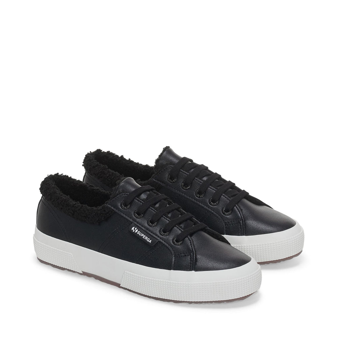 Le Superga Unisex 2750 VEGAN MATERIAL Low Cut BLACK Dressed Front (jpg Rgb)	