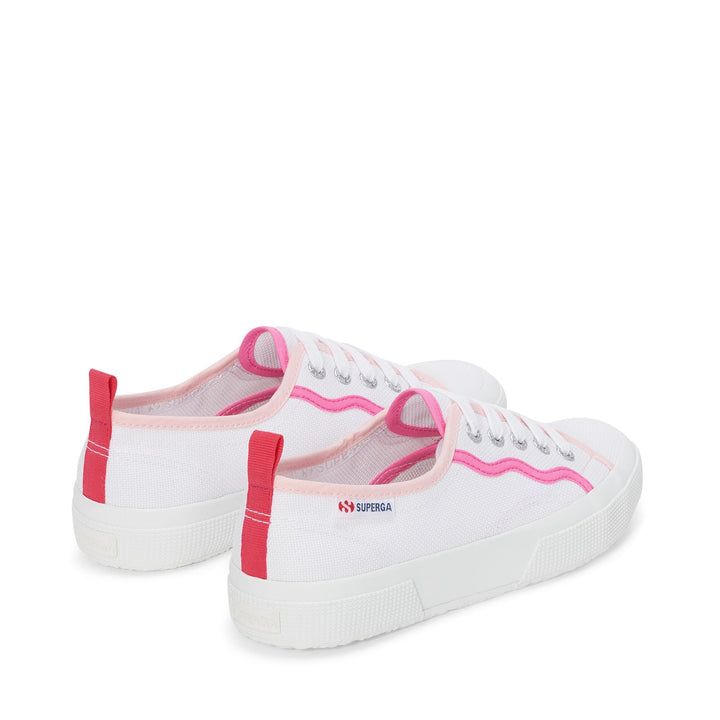 Le Superga Woman 2750 CURLY BINDINGS Low Cut WHITE-SHADED PINK Dressed Side (jpg Rgb)		